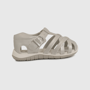 Sandalia Cangrejera Metalizada Plateada de Primeros Pasos talla 18 a 21