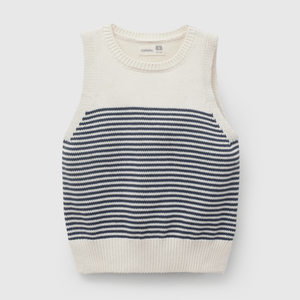 Sweater Rayas Azul Sin Mangas de Niña talla 3 a 12 Años