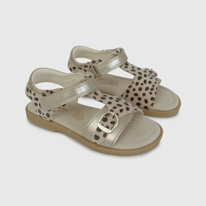 Sandalia de Vestir Dorada con Animal Print  de Caminante talla 21 a 27