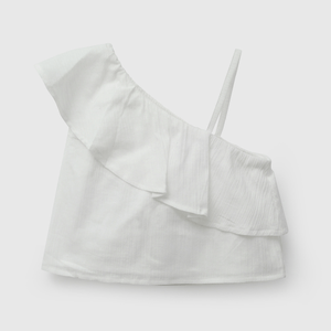 Blusa Blanca Vuelo de Niña talla 3 a 12 Años