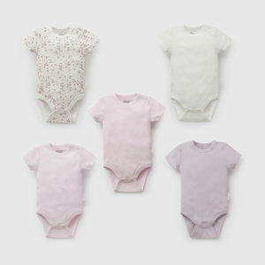 Pack Cinco Bodies Manga Corta de New born talla 0/3 M a 18/24M