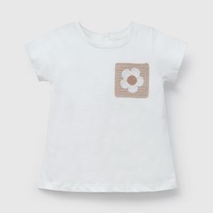 Polo Blanco Bolsillo Crochet de Niña Infantil talla 3/6 M a 24m/36 M