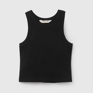 Polo Negro Rib de Niña talla 3 a 12 Años