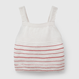 Polo Rayas Blanco Tejida de Niña talla 3 a 12 Años