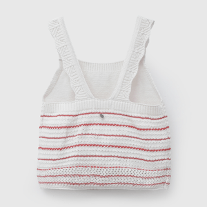 Polo Rayas Blanco Tejida de Niña talla 3 a 12 Años