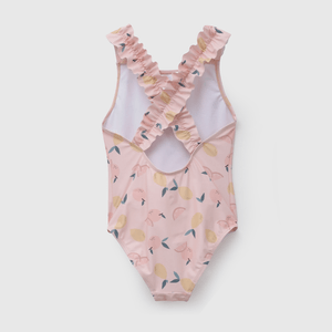 Traje De Baño UV Frutas Naranja  de Niña talla 3 a 12 Años