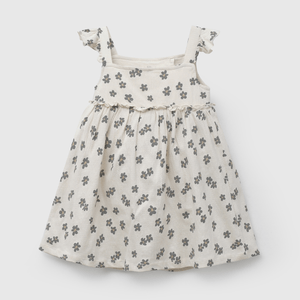 Vestido Beige Flores de Niña Infantil talla 3/6 M a 24m/36 M