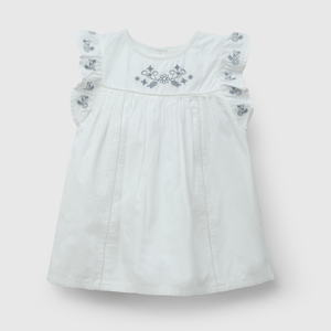 Vestido Blanco Bordado Flores de Niña Infantil talla 3/6 M a 24m/36 M