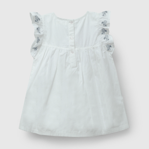 Vestido Blanco Bordado Flores de Niña Infantil talla 3/6 M a 24m/36 M