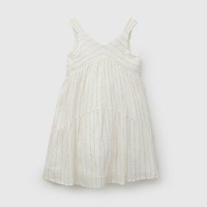 Vestido Blanco Textura Brillos de Niña talla 3 a 12 Años