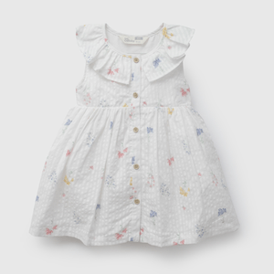 Vestido Blanco Vuelos de Niña Infantil talla 3/6 M a 24m/36 M