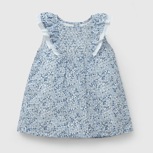 Vestido Celeste Flores de Niña Infantil talla 3/6 M a 24m/36 M