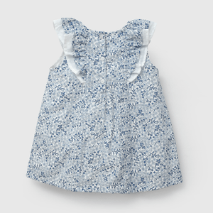 Vestido Celeste Flores de Niña Infantil talla 3/6 M a 24m/36 M