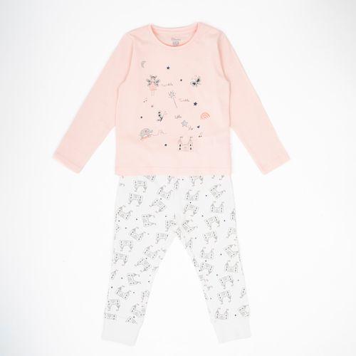 Pijama estampado hadas y castillo rosado