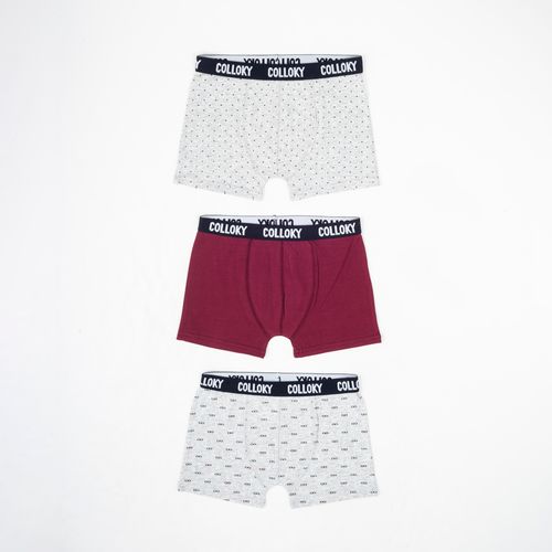 Boxer tripack patron de lentes y estrella gris melange