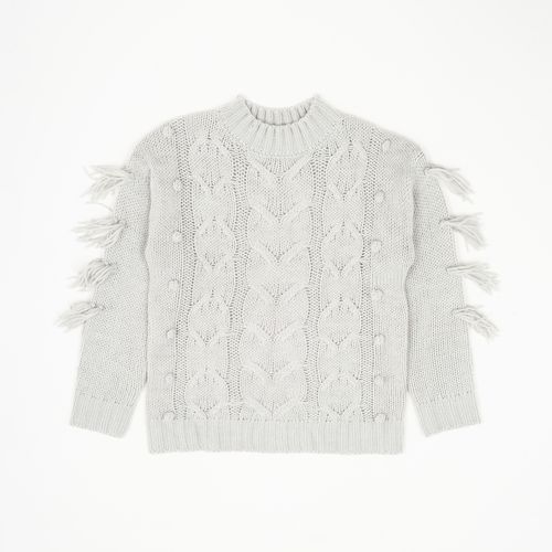 Sweater pompones light gray