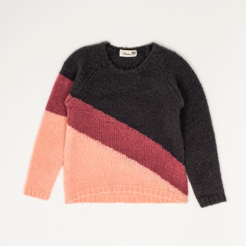 Sweater con franjas diagonales tejidas bloosom
