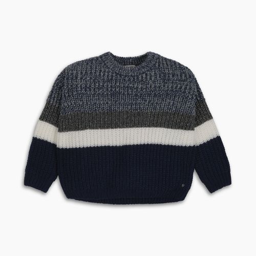 Sweater de niña con franjas azul