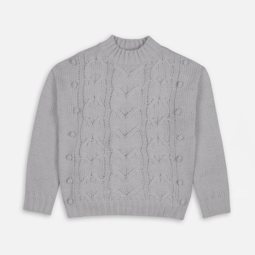 Sweater de niña trenzado gris