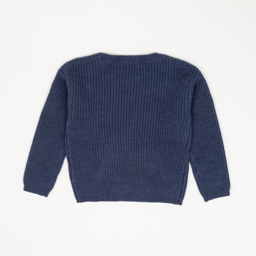 Sweater con pompones en el hombro light denim
