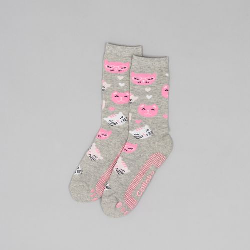Medias antideslizante diseño gatos gris melange