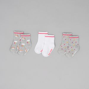 Medias tripack diseño unicornio y puntos de colores gris melange