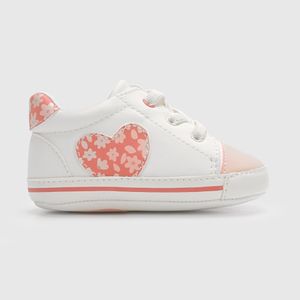 Zapatilla de niña corazon blanco