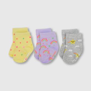 Medias de niña 3 pack arcoiris rosado