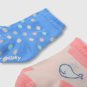 Medias de niña 3 pack ballenas celeste