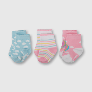 Medias de niña 3 pack nubes rosado