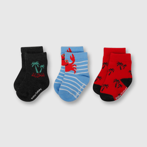 Medias de niño 3 pack cangrejo rojo