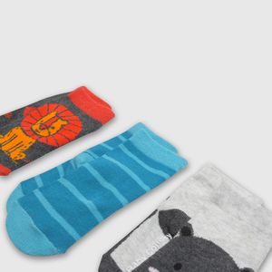 Medias de niño 3 pack safari gris