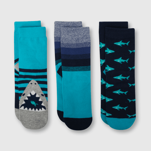 Medias de niño 3 pack tiburon azul