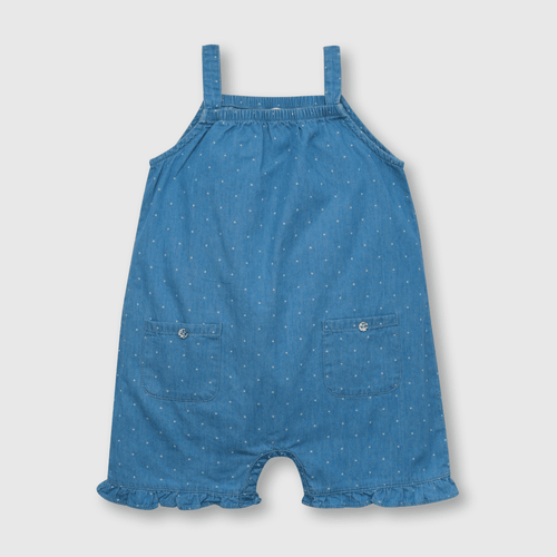 Enterizo de niña corto lunares azul