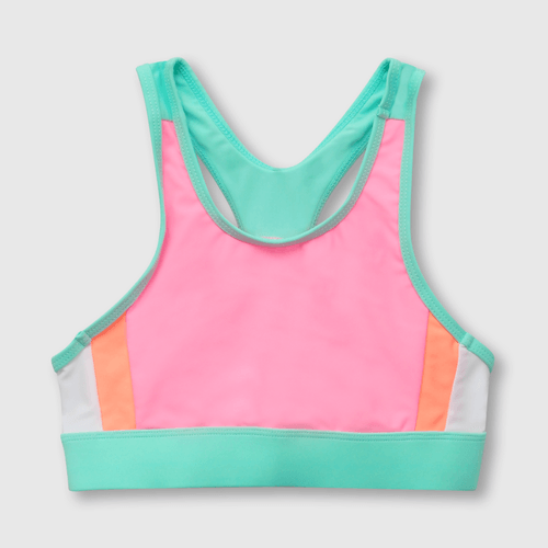 Bikini de niña deportivo con filtro UV rosado