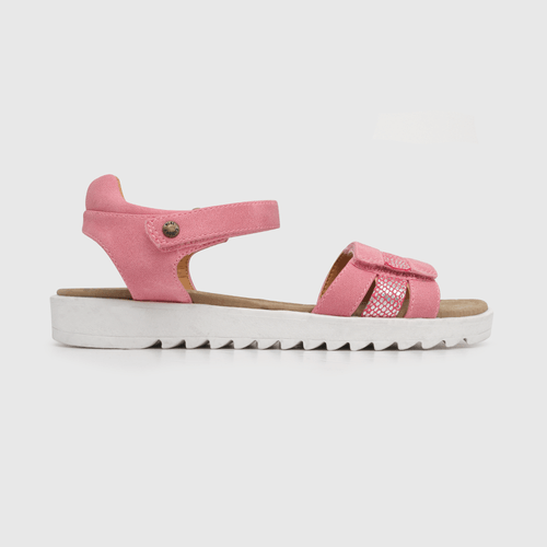 Sandalia de niña abierta con punta ajustable rosado