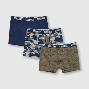 Boxer de niño 3 pack camuflado gris
