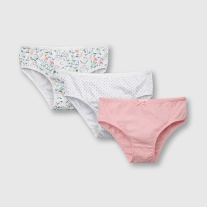 Calzón de niña 3 pack flores blanco