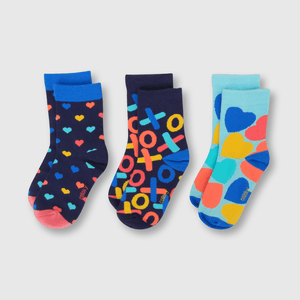 Medias de niña 3 pack caja colores azul