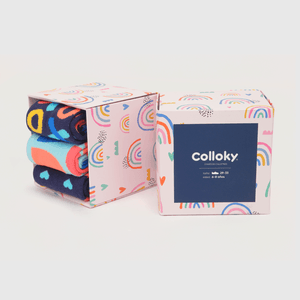 Medias de niña 3 pack caja colores azul