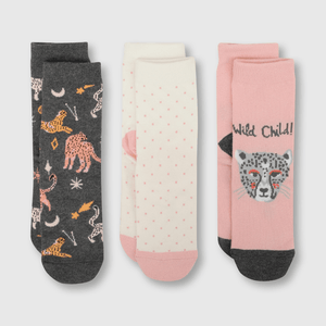 Medias de niña 3 pack cheetah rosado