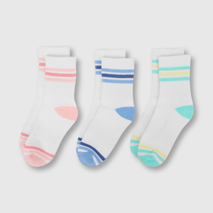 Medias de niña 3 pack deportivo listado blanco