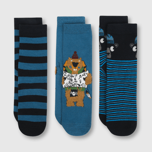 Medias de niño 3 pack oso del bosque azul