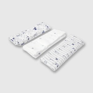 Pañal de bebé niño 3 pack pañal muselina perritos azul