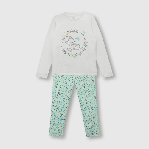 Pijama de niña de algodón Bambi beige