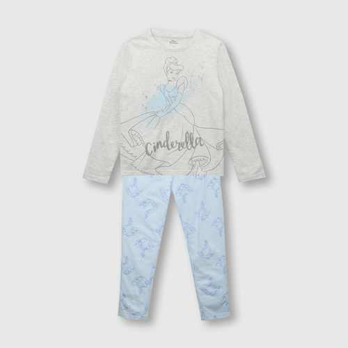 Pijama de niña de algodón princesa gris