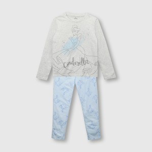 Pijama de niña de algodón princesa gris