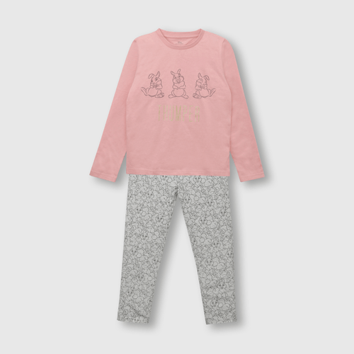 Pijama de niña de algodón Tambor rosado