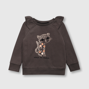 Polerón de bebé niña cheetah gris