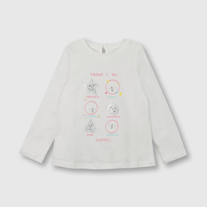 Polo de bebé niña caritas blanco